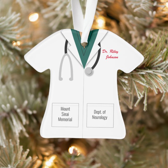 Manteau blanc Vert écaillettes Docteur Ornement de (Arbre)