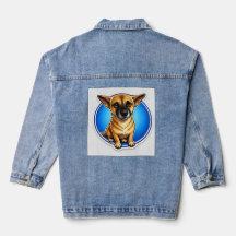 Manteau en Denim Chien aux Yeux de Chiots Innocent