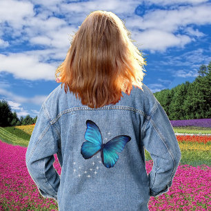 Manteau en denim Magical Blue Butterfly & Stars