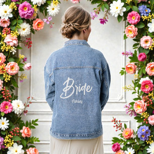 Manteau en jean blanc écriture Mariée