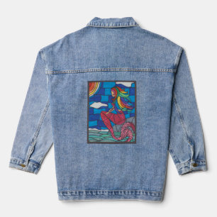 Manteau en jean de sirène Style vitrail Artwork