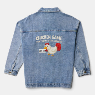 Manteau en jean drôle de jeu de poulet Ne regardez
