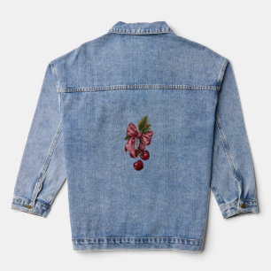 Manteau en jean rose ruban cerise coquette mignon
