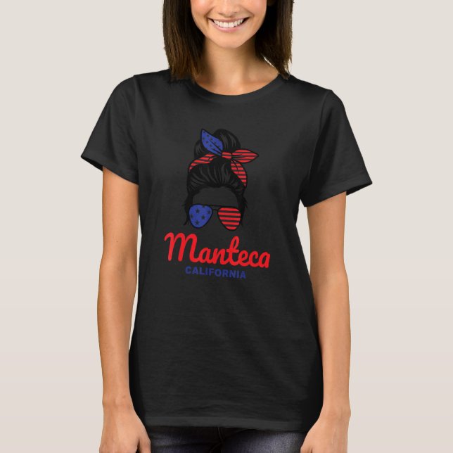 Manteca California Retro Messy Bun T-Shirt (Front)