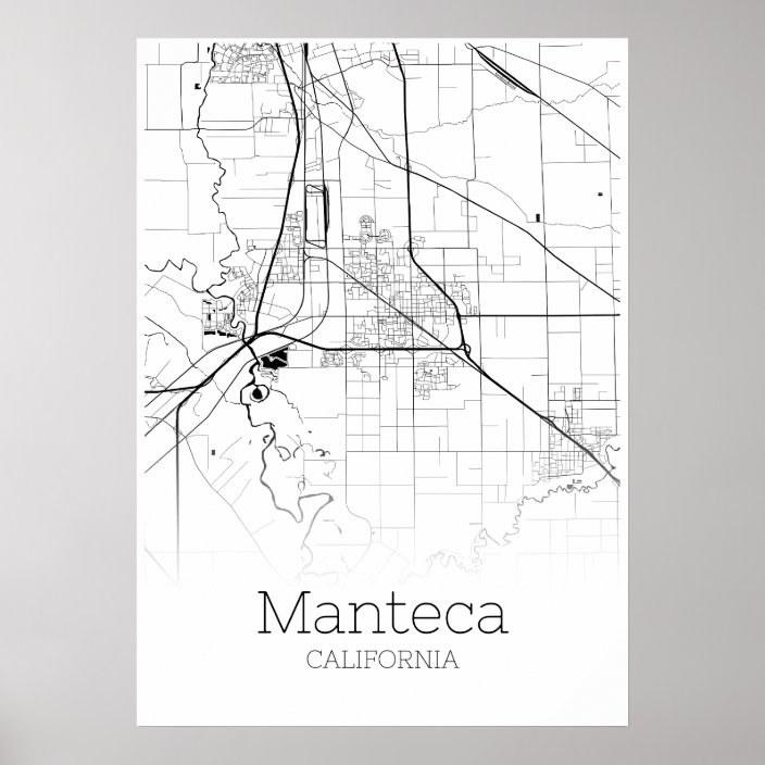 Manteca Map California City Map Poster Zazzle.ca