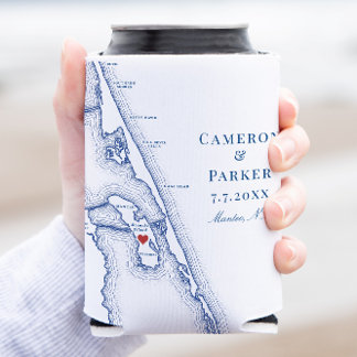 Manteo NC Outer Banks Map Elegant Wedding Favour Can Cooler