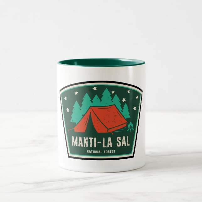 Manti-La Sal National Forest Camping Two-Tone Coffee Mug (Center)
