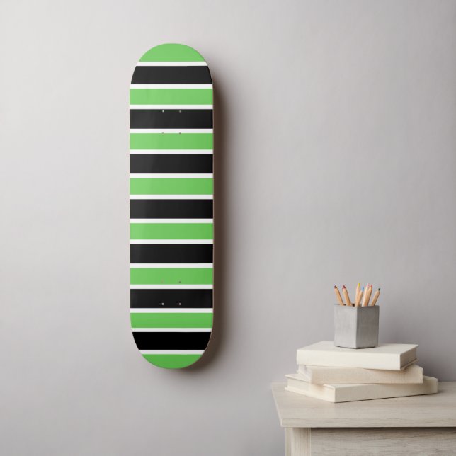 Mantis green with black and white stripes skateboard (Wall Art)