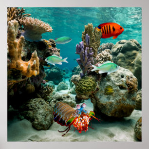 Mantis Shrimp Angelfish Saltwater Reef Fish Poster