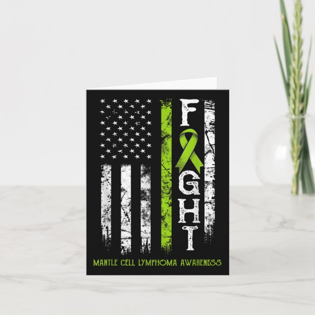 Mantle Cell Lymphoma Warrior Us Flag  Card (Front)