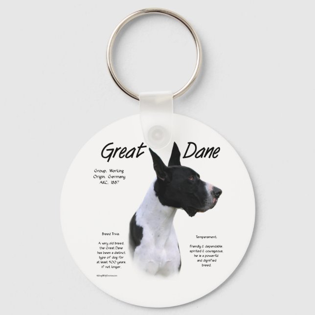 Mantle Great Dane Meet the Breed Keychain (Front)