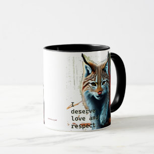 Mantra amour-propre avec lynx artistique Mug