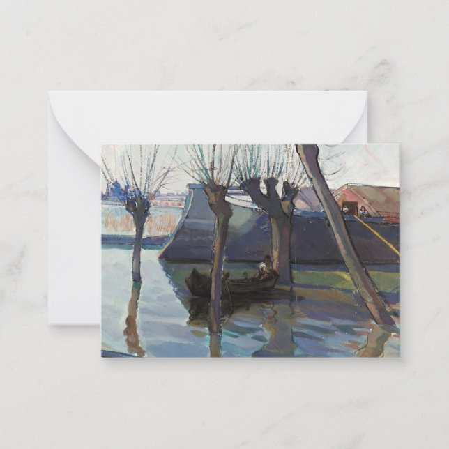 Mantua-Landscape with Boats by Mario Lomini Card (Front)
