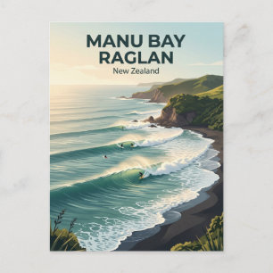Manu Bay, Raglan Surf Breaks New Zealand Postcard