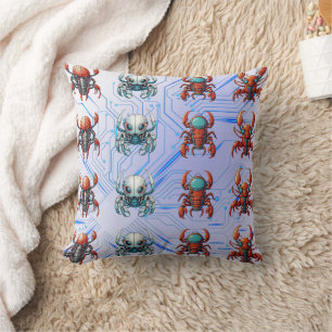 Manu Futuristic Cyborg Print Throw Pillow