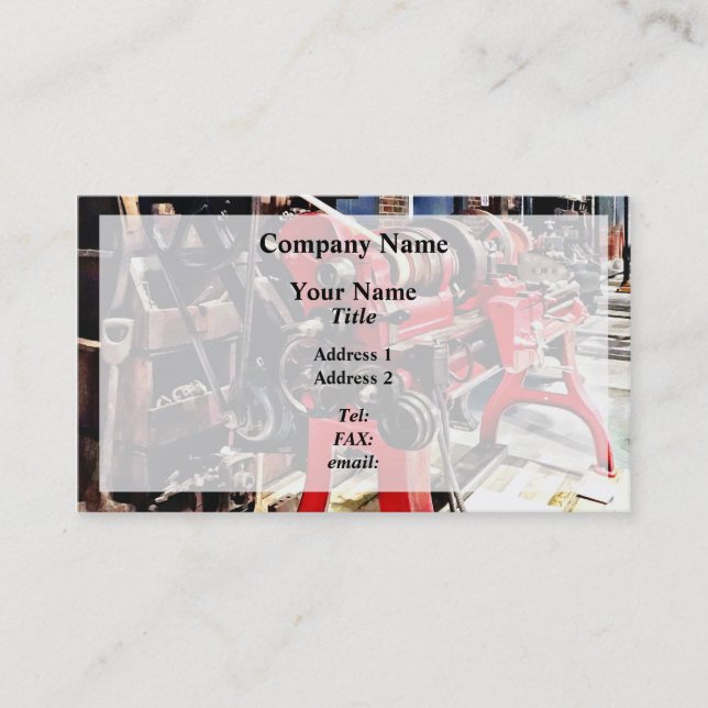 Manual Lathe Circa 1880s Business Card (Front)