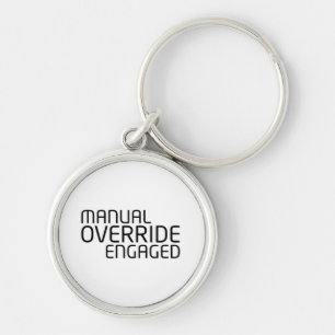 Manual Override Engaged Minimalist Typography  Keychain