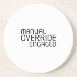 Manual Override Technical Command Surface Coaster<br><div class="desc">This durable sandstone coaster acts as a protective barrier, maintaining a clean perimeter around your hardware during long sessions.</div>
