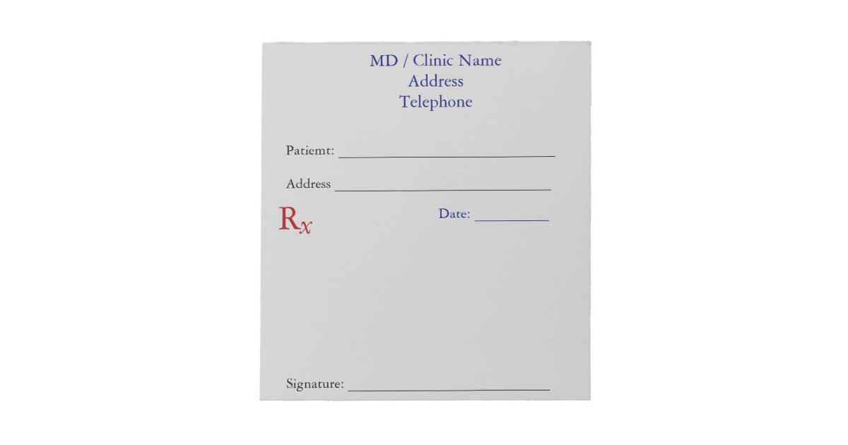 Manual Prescription Pads (Grey) Zazzle