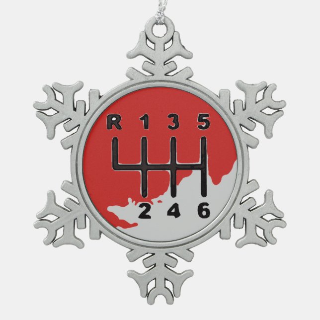 MANUAL Transmission - COLORS Snowflake Pewter Christmas Ornament (Front)