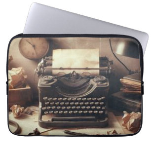 Manual Vintage Antique Typewriter Brown Sepia Laptop Sleeve