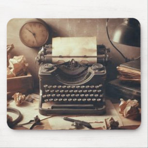 Manual Vintage Antique Typewriter Brown Sepia Mouse Pad
