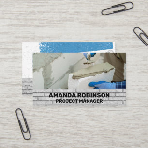 Manual Worker Mortar Brick Wall Business Card