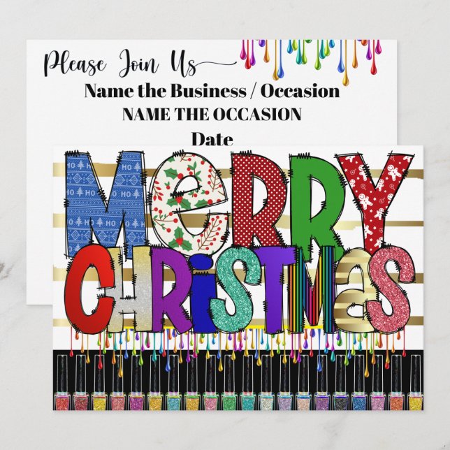 Manucure Nail Art Noël Invitation (Devant / Derrière)