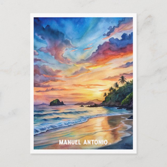 Manuel Antonio National Park Watercolor Painting Postcard (Front)