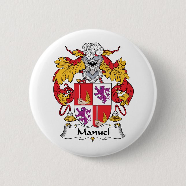 Manuel Family Crest 2 Inch Round Button (Front)