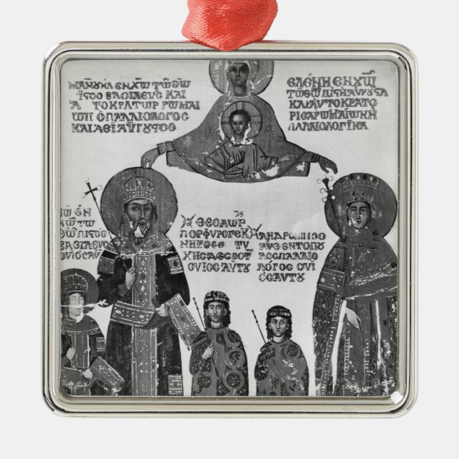 Manuel Palaeologus protected by Virgin Mary Metal Ornament (Front)