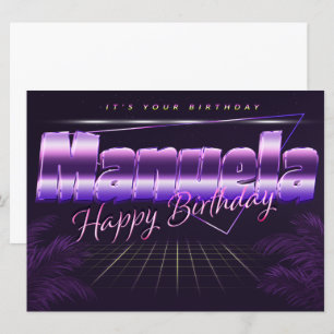 Manuela Name Vorname lila retro Karte Geburtstag Card