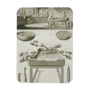 Manufacture of bottle corks, from the 'Encyclopedi Magnet