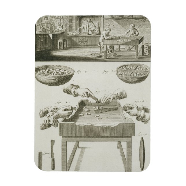 Manufacture of bottle corks, from the 'Encyclopedi Magnet (Vertical)