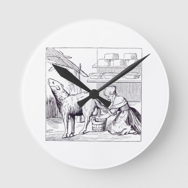 Manufacture of cheeses in Switzerland, after a woo Round Clock (Front)