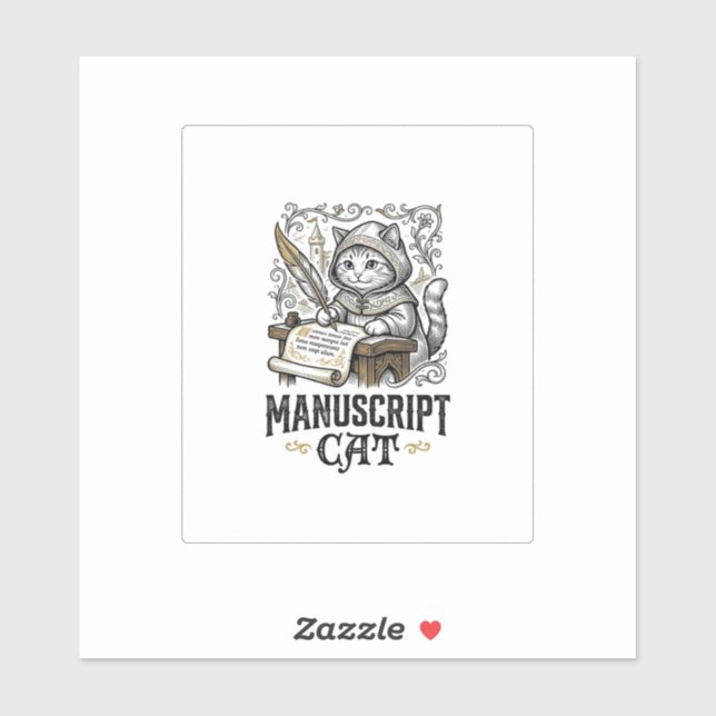 Manuscript Cat Cat Medieval Manuscript Vintage Vec (Sheet)