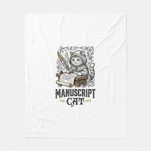 Manuscript Cat Cat Medieval Manuscript Vintage Vec Fleece Blanket