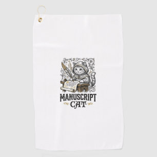 Manuscript Cat Cat Medieval Manuscript Vintage Vec Golf Towel