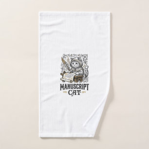 Manuscript Cat Cat Medieval Manuscript Vintage Vec Hand Towel