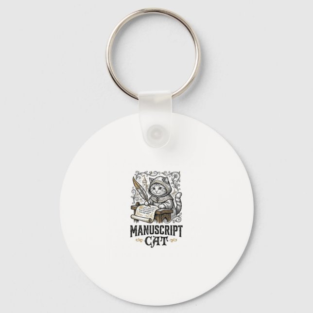 Manuscript Cat Cat Medieval Manuscript Vintage Vec Keychain (Front)