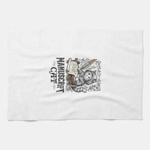 Manuscript Cat Cat Medieval Manuscript Vintage Vec Kitchen Towel