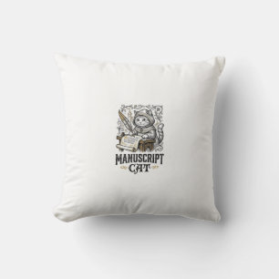 Manuscript Cat Cat Medieval Manuscript Vintage Vec Throw Pillow