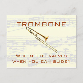 manuscriptbg, t-bone shirt2, TROMBONE, Who need... Postcard
