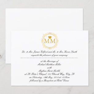 Manuscrit royal d'or de monogramme du faire-part