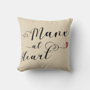 Manx At Heart Throw Cushion, Isle of Man Pillow