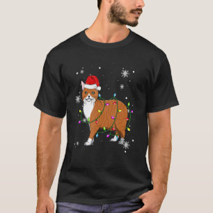 Manx Cat Christmas Lights Christmas Cat Santa hat T-Shirt