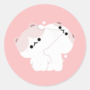 Manx Cat Couple Classic Round Sticker