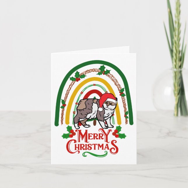 Manx Cat Merry Christmas Card (Front)