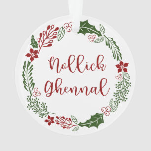 Manx Merry Christmas Wreath, Nollick Ghennal Ornament