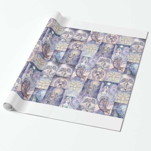 Many Angels Collage Gift Wrap by Molly Harrison (Unrolled)
